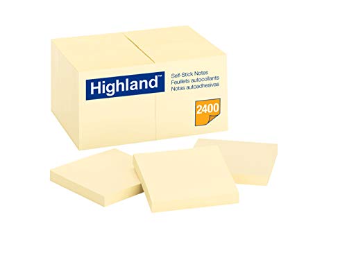 Highland Sticky Notes, 3 x 3 Inches, Yellow, 24 Pack (6549-24)