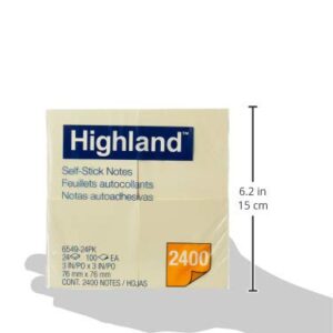 Highland Sticky Notes, 3 x 3 Inches, Yellow, 24 Pack (6549-24)