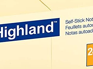 Highland Sticky Notes, 3 x 3 Inches, Yellow, 24 Pack (6549-24)