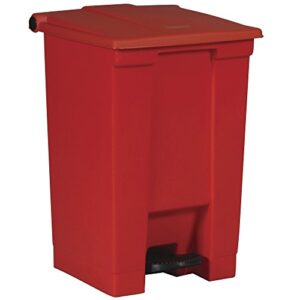 rubbermaid commercial products legacy step-on trash can/container, 12-gallon, red, hands-free sanitary use garbage can for medical waste in hospitals/lab/emergency/patient rooms
