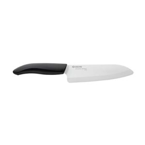 kyocera advanced ceramic revolution series 6-inch, chef’s santoku knife, black handle, white blade , 6 inch – fk-160 wh