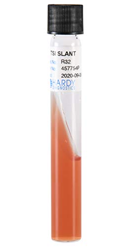 TSI (Triple Sugar Iron) Agar Slant, for the Identification of Enteric Bacteria, 4ml Fill, 13x100mm Tube, Order by the Package of 20, by Hardy Diagnostics