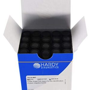 TSI (Triple Sugar Iron) Agar Slant, for the Identification of Enteric Bacteria, 4ml Fill, 13x100mm Tube, Order by the Package of 20, by Hardy Diagnostics