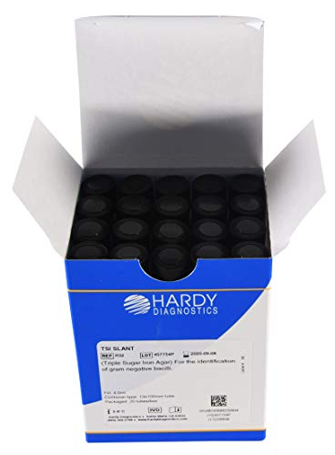 TSI (Triple Sugar Iron) Agar Slant, for the Identification of Enteric Bacteria, 4ml Fill, 13x100mm Tube, Order by the Package of 20, by Hardy Diagnostics