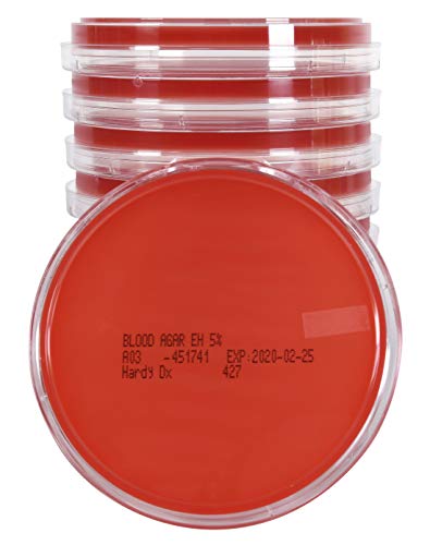 Blood Agar Plate, 5% Sheep Blood in Tryptic Soy Agar (TSA) Base, EH (Enhanced Hemolysis), 15x100mm Plate, Order by The Package of 10, by Hardy Diagnostics