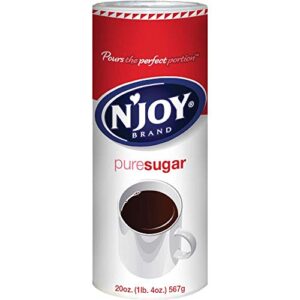 n’joy sugar canister | 20 ounce, pack of 6 | 100% pure granulated sugar| easy pour lid, bulk size