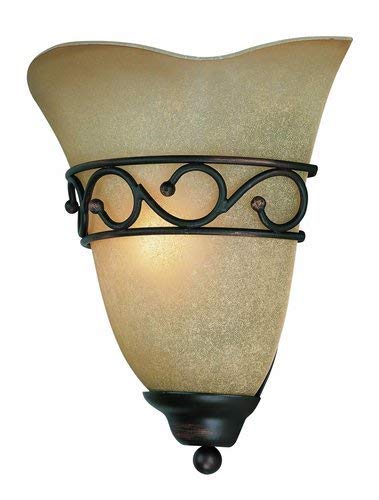 Lite Source LS-16885 Rosina Wall Sconce Lite with Light Amber Glass Shade, Bronze Finish