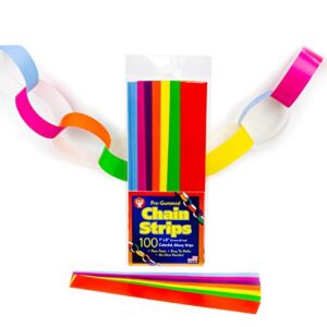 hygloss stick-a-licks-chain arts & crafts-classroom activities-fun for kids-super strips-size 1” x 8” -100 pcs, assorted colors