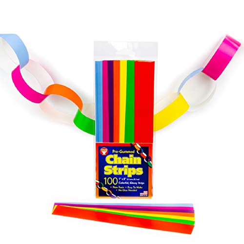 Hygloss Stick-A-Licks-Chain Arts & Crafts-Classroom Activities-Fun for Kids-Super Strips-Size 1” x 8” -100 Pcs, Assorted Colors