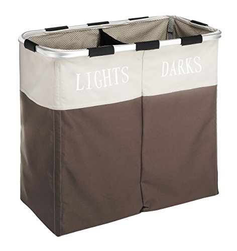 Whitmor Easycare Double Laundry Hamper - Lights and Darks Separator - Java