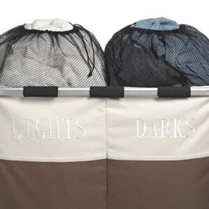 Whitmor Easycare Double Laundry Hamper - Lights and Darks Separator - Java