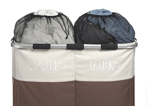 Whitmor Easycare Double Laundry Hamper - Lights and Darks Separator - Java