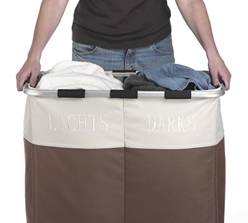 Whitmor Easycare Double Laundry Hamper - Lights and Darks Separator - Java