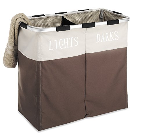 Whitmor Easycare Double Laundry Hamper - Lights and Darks Separator - Java
