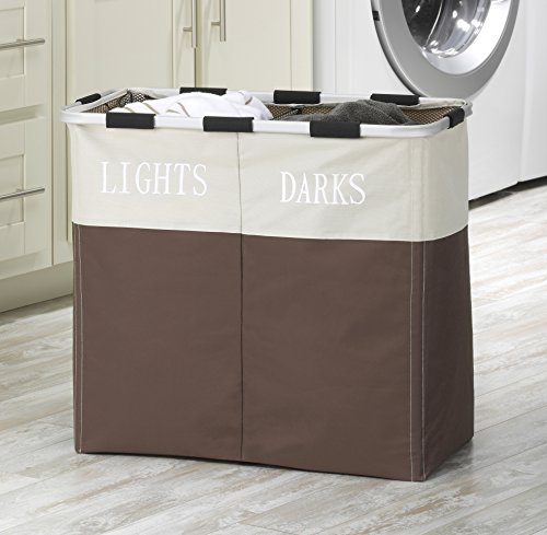 Whitmor Easycare Double Laundry Hamper - Lights and Darks Separator - Java