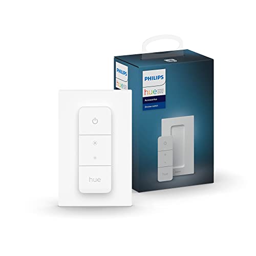 Philips Hue v2 Smart Dimmer Switch and Remote, Installation-Free, Smart Home, Exclusively for Philips Hue Smart Lights (2021 Version), White, 1-Pack