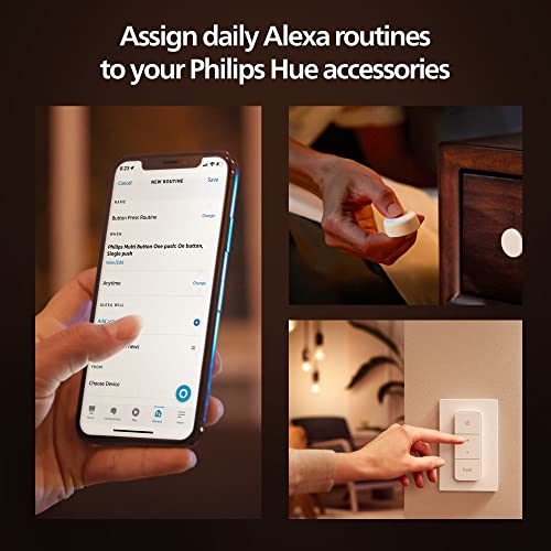 Philips Hue v2 Smart Dimmer Switch and Remote, Installation-Free, Smart Home, Exclusively for Philips Hue Smart Lights (2021 Version), White, 1-Pack