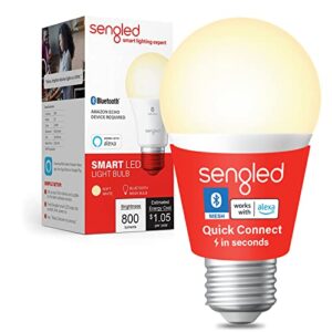 sengled smart bulb, bluetooth mesh, work with alexa only, a19 dimmable e26, 60w equivalent soft white 800lm, certified for humans device, 1 pack