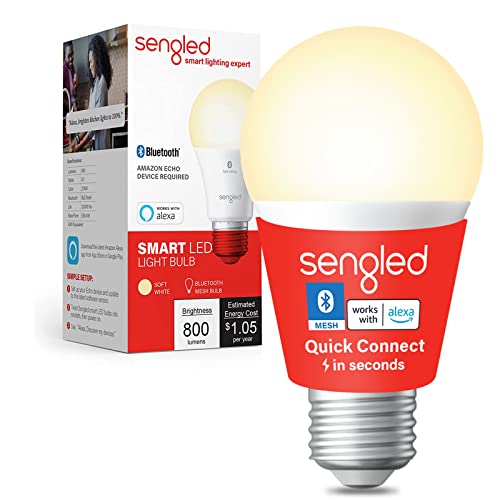 Sengled Smart Bulb, Bluetooth Mesh, Work with Alexa Only, A19 Dimmable E26, 60W Equivalent Soft White 800LM, Certified for Humans Device, 1 Pack