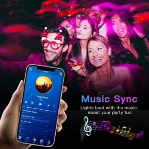 100ft Bluetooth LED Strip Lights, SMD5050 Music Sync LED Lights Strip, RGB Color Changing LED Lights with Remote,Smart Phone APP Control, LED Lights for Bedroom,TV,Room DIY (APP+Remote +Mic/50ftx2)