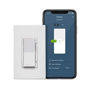 leviton d26hd-2rw decora smart wi-fi dimmer (2nd gen), works with hey google, alexa, apple homekit/siri, and anywhere companions, no hub required, neutral wire required, white
