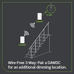 Leviton D26HD-2RW Decora Smart Wi-Fi Dimmer (2nd Gen), Works with Hey Google, Alexa, Apple HomeKit/Siri, and Anywhere Companions, No Hub Required, Neutral Wire Required, White