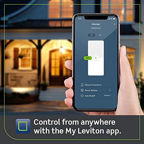 Leviton D26HD-2RW Decora Smart Wi-Fi Dimmer (2nd Gen), Works with Hey Google, Alexa, Apple HomeKit/Siri, and Anywhere Companions, No Hub Required, Neutral Wire Required, White