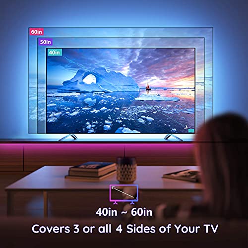 Govee TV LED Backlights, App Control TV LED Strip Lights, 7 Scene Modes & DIY Mode, 6.56FT Easy Installation USB LED TV Lights for 40-60 inch TVs, Computer, Bedroom, Gaming Monitor