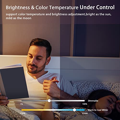 LUMIMAN Smart Light Bulbs, WiFi Alexa Light Bulb, LED Color Changing Dimmable Smart Bulb, Warm to Cool White A19 E26 7.5W 800LM, Works with Alexa Google Home, No Hub Required, 2 Pack