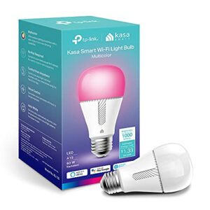 kasa smart bulb, dimmable color changing light bulb work with alexa and google home, 1000 lumens 60w equivalent, amazon cfh&ffs, 2.4ghz wifi only, no hub required, 2-year warranty, 1-pack (kl135)