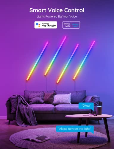 Govee Glide LED Wall Lights, RGBIC Wall Lights, Works with Alexa and Google Assistant, Smart LED Light Bars for Gaming Room Decor and Streaming, Multicolor Glide Sconces, Music Sync, 6 pcs