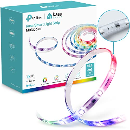 Kasa Smart LED Light Strip, 50 Color Zones RGBIC, 16.4ft Wi-Fi , Works w/ Alexa, Google Assistant & SmartThings, High Brightness, 16M Colors, PU Coating, Trimmable, 2 Yr Warranty (KL420L5)