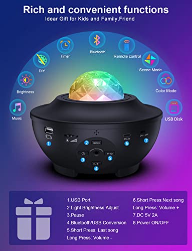 Star Projector Galaxy Night Light Projector, with Remote Control&Music Speaker, Voice Control&Timer, Starry Light Projector for Baby Kids Adults Bedroom/Decoration/Birthday/Party