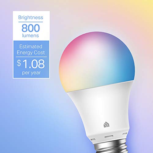 Kasa Smart Light Bulbs, Full Color Changing Dimmable Smart WiFi Bulbs Compatible with Alexa and Google Home, A19, 9W 800 Lumens,2.4Ghz only, No Hub Required, 2-Pack (KL125P2), Multicolor