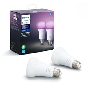 philips hue white and color ambiance 2-pack a19 led smart bulb, bluetooth & zigbee compatible (hue hub optional), works with alexa & google assistant, 2 bulbs