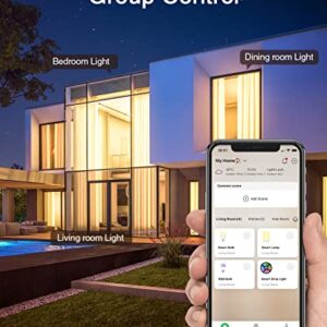 GHome Smart Light Bulbs, E26 A19 LED Bulb Compatible with Alexa & Google Home, App Remote Control, 8W Dimmable 2700K Warm White 800 Lumens, 2.4GHz WiFi, No Hub Required, 6 Pack