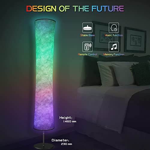 Torchlet Floor Lamp, RGB Color Changing Led Lamp, Smart Lamp Alexa APP Control, Modern Floor Lamp with DIY Mode, Music Sync and White Fabric Shade, Standing Lamp for Living Room Bedroom Game Room