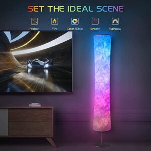 Torchlet Floor Lamp, RGB Color Changing Led Lamp, Smart Lamp Alexa APP Control, Modern Floor Lamp with DIY Mode, Music Sync and White Fabric Shade, Standing Lamp for Living Room Bedroom Game Room