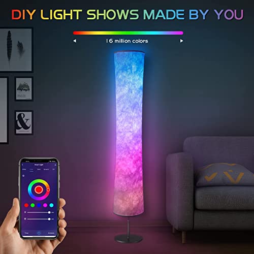 Torchlet Floor Lamp, RGB Color Changing Led Lamp, Smart Lamp Alexa APP Control, Modern Floor Lamp with DIY Mode, Music Sync and White Fabric Shade, Standing Lamp for Living Room Bedroom Game Room