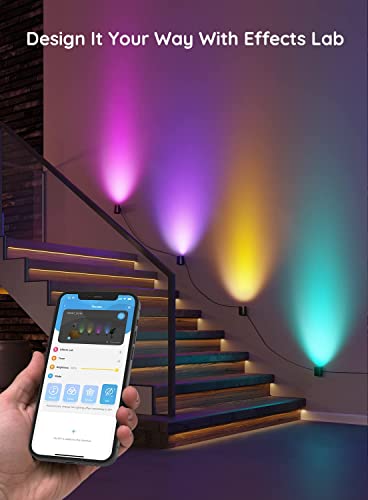 Govee RGBIC Smart Wall Sconces, Music Sync Home Decor WiFi Wall Lights Work with Alexa, Multicolor Wall Led Light for Party and Decor, 30+ Dynamic Scene Indoor Light Fixture for Living Room, Bedroom