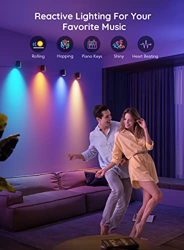 Govee RGBIC Smart Wall Sconces, Music Sync Home Decor WiFi Wall Lights Work with Alexa, Multicolor Wall Led Light for Party and Decor, 30+ Dynamic Scene Indoor Light Fixture for Living Room, Bedroom