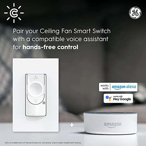 GE CYNC Ceiling Fan Smart Switch, Wi-Fi Enabled, Alexa and Google Assistant Compatible, No Hub Required, Neutral Wire Required