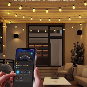 Govee Outdoor String Lights, 48ft WiFi Alexa String Lights with App Control, IP65 Waterproof Outdoor Lights with 15 Dimmable Warm White LED Bulbs for Balcony, Backyard, Party