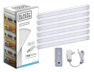 black+decker works with alexa smart under cabinet lighting kit, adjustable leds, (6) 9″ bars, white,a certified for humans device
