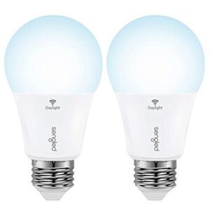 sengled smart light bulbs, wifi light bulbs no hub required, smart bulbs that work with alexa, google home, smart led light a19 daylight (5000k), 800lm 60w equivalent, 2 pack