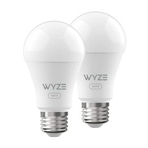 wyze bulb white, 800 lumen, 90+cri wifi tunable-white a19 smart light bulb, compatible with alexa and google assistant, two-pack