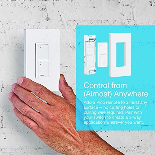 Lutron Caseta Switch & Remote-Wireless Control | 3-Way Switch | Compatible with Alexa, Apple HomeKit, and the Google Assistant | P-PKG1WS-WH | White