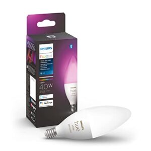 philips hue white and color ambiance e12 led smart candle bulb, works with alexa, apple homekit and google assistant, bluetooth compatible, 1-pack
