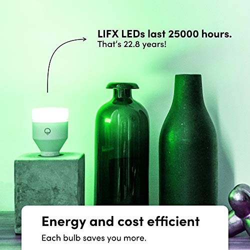 LIFX Color, A19 1100 lumens, Wi-Fi Smart LED Light Bulb, Billions of Colors and Whites, No bridge required, Works with Alexa, Hey Google, HomeKit and Siri, Multicolor