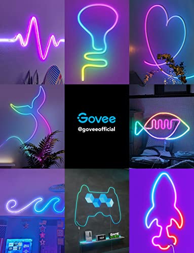 Govee Neon Rope Lights RGBIC, 16.4ft LED Strip Lights Music Sync, Customizable DIY Design, Works with Alexa Google Assistant, Personalized Neon Lights for Gaming Room Wall Decor (Not Support 5G WiFi)